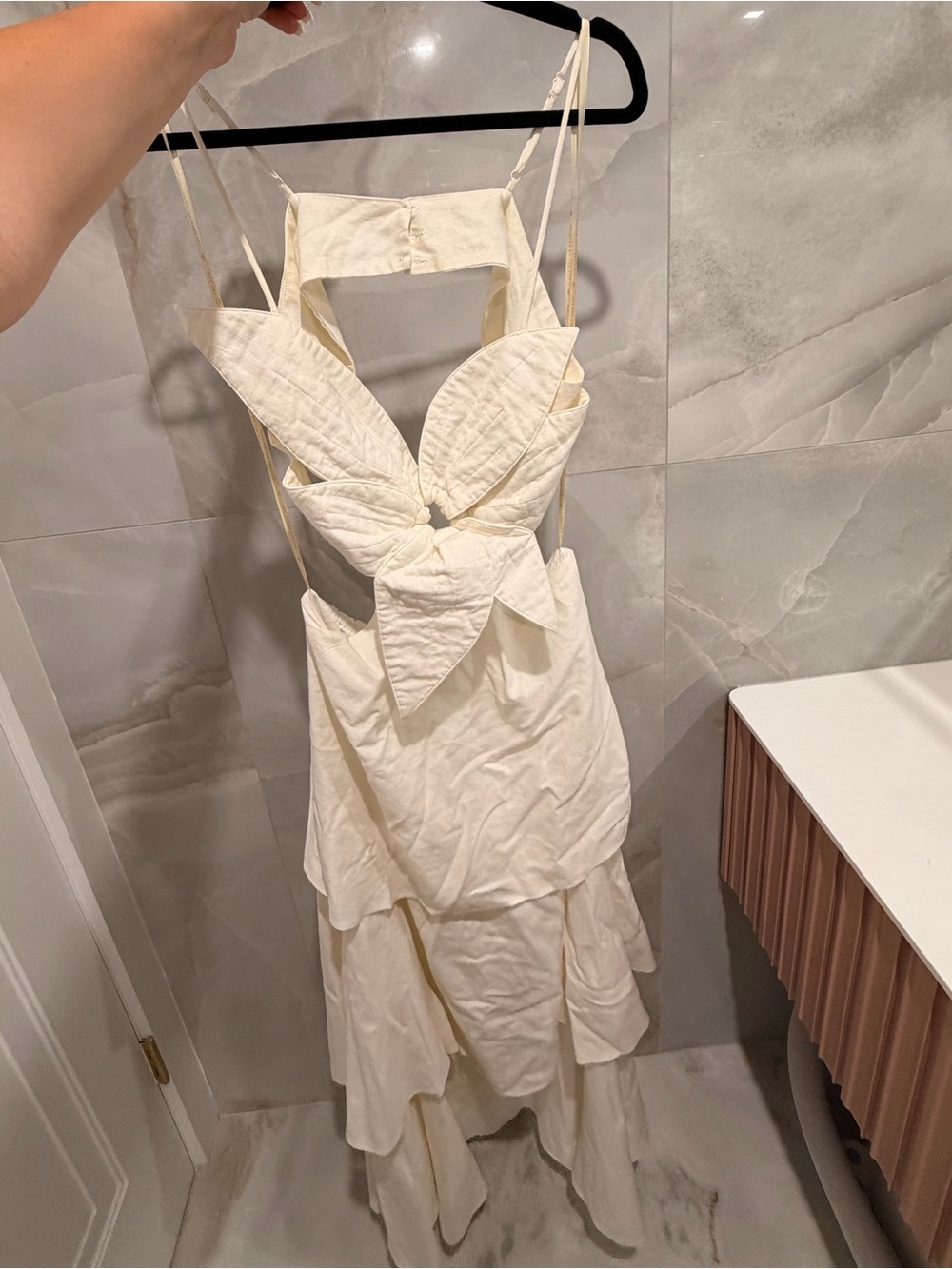 Off white floral open back maxi dress - Picture 3 of 5